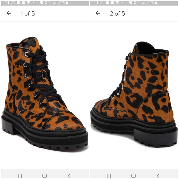 SCHUTZ Maylova Leopard Print Leather Lace-Up Boots - Picture 3 of 6